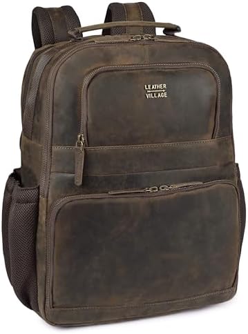 amazon leather backpack italy Amazon.com: Fioretta Genuine Leather Italian Backpack 17 Inch Laptop Bag  Business Travel Daypack Weekender Bag For Men and Women