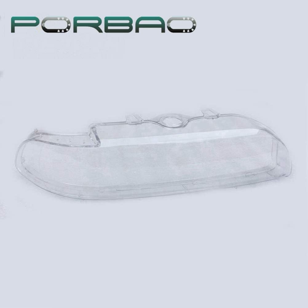 PORBAO 1 Pair Left & Right Headlight Cover,Headlamp Clear Lens for E39 2000 2001 2002 2003 White Border