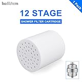 12 Stages Shower Filter Cartridge Replacement, badiJum High Output Universal Showerhead Water Filter Cartridge to Remove Chlorine, Flouride and Heavy Metals - 1 Pack