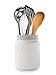 Comfify Wide Mouth Mason Jar Utensil Holder Decorative Kitchenware Organizer Crock - Perfect Cookware Gift - White, Large Size 5.4x6.75