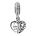 925 Sterling Silver I Love You to The Moon & Back Heart Dangle Openwork Charms Bead for Pandora Bracelets