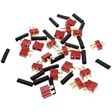 10 Pairs Red Ultra T Plug Connectors Deans Style For RC LiPo Battery Male and Female + (20 Pack) Shrink Tubing