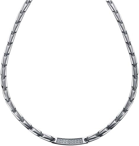 COFITNESS Womens Crystal Titanium Magnetic Therapy Necklace with Healing Magnets Pain Relief for Arthritis,3500 Gauss