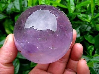 John White Natural Amethyst Quartz Crystal Sphere Ball Healing Stone 30mm + Stand