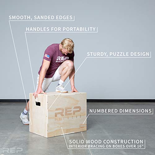 Rep 3 in 1 Wood Plyometric Box for Jump Training and Conditioning 30/24