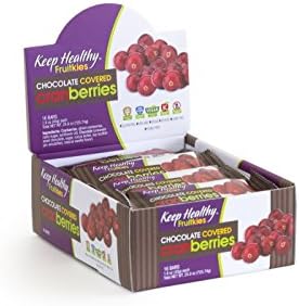 Keep Healthy Chocolate Covered Cranberries Fruit Bars | Certified Non-GMO, Vegan, Gluten Free, Kosher | 1.6-Ounce 16 Bars per Box