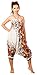 Lofbaz Women's Floral Printed Smock Waist 2 in 1 Jumpsuit Pants White & Red M