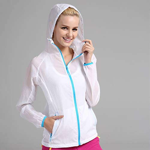 Colmkley Women Men Colorful Windproof Outdoor Bicycle Sports Suncreen Jacket White