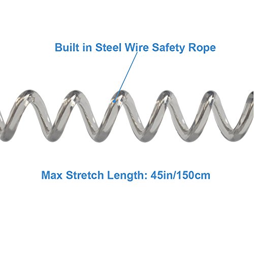 Lix&Rix Coiled Lanyard Safety Rope Retractable Tether with Carabiner for Fishing Boating Tools, Pack of 6