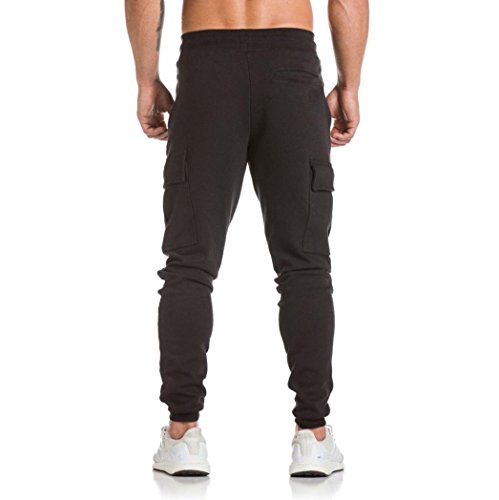 Funic Men's Harem Trousers Sweatpants Slacks Casual Jogger Dance Sportwear Saggy Pants with Pockets (XL, Black)