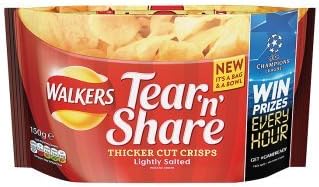 Walkers Tear n Share Lightly Salted Crisps 150g (Case of 6)