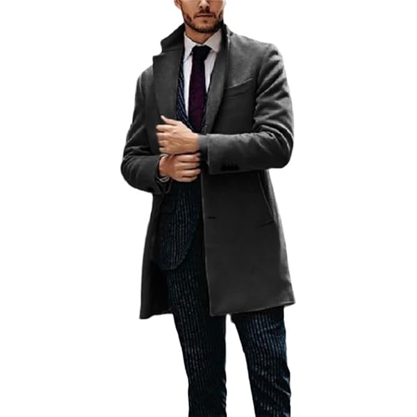 Amazon.com: Wankang Men's Classic Fit Trench Coat Notched
