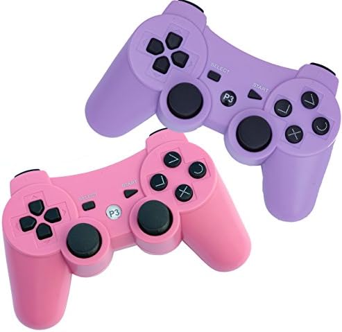 FSC Pack of 2 Mixed colors PS3 Wireless Remote Controller GamePad for use with PlayStation 3 (Pink/Purple)