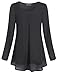 Cestyle Long Sleeve Blouses, Ladies Chiffon Pleated Dressy Tops Fashion 2017 Chinese Layered Swing Vintage Round Neck Fit Flare Tunic A-Line Trapeze Casual Wear Clothings Chic Plain Shirt Black L