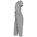 Cosygal Women Striped Linen Short Sleeves Wide Leg Jumpsuit Romper with Zip Pockets Belt