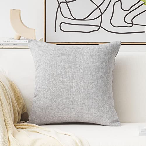 Home Brilliant 65x65 Cushion Cover Faux Linen Decorative Grey Cushion Cover Throw Pillow Covers for Couch, 65 x 65 cm, 26 inch, Light Grey