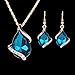 Mimgo Waterdrop Design Rhinestone Pendant Necklace Hook Earrings Chic Lady Jewelry Set