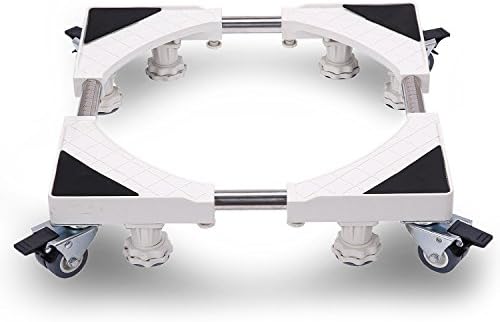 Lineito Adjustable Mobile Base Multi-functional Movable Base with 8 Locking Rubber Swivel Wheels and 8 Feet Roller Dolly for Dryer, Washing Machine and Refrigerator