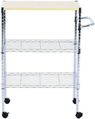 New Chrome 24"L Portable Rolling Wire Shelf Kitchen Storage Utility Trolley Cart