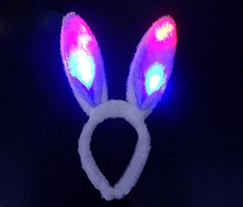 AKOAK Cute Purple Bunny Ears Headband with LED Flash Light - Easter Halloween Christmas Party Costume Decoration - for Adult and Children