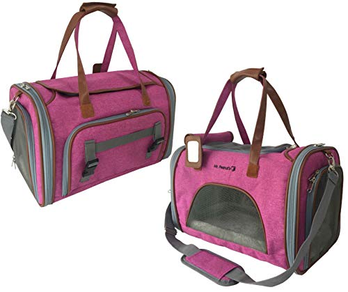 Mr. Peanut's Expandable Airline Approved Soft Sided Pet Carrier, Low Profile Gold Series Tote, Premium Brand Self Locking Zippers, Plush Faux Fleece Bedding with a Sturdy Plywood Base