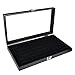 Ikee Design Glass Top Black Ring Display Case With 72 Slot Ring Foam, Ring Storage Tray, Easy Carry and Dust Free, 14 3/4