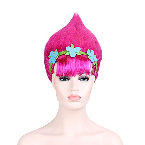 Cosplay Wigs Pink Trolls Poppy Princess Style Women Costume Hair Wig Party Head Accessories for Wig Cap (8196A) - Thumbnail 7