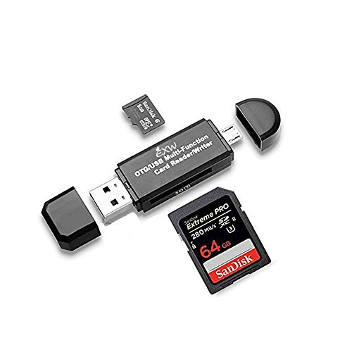 UPC 768430744603, Micro USB OTG to USB 2.0 Adapter; SD/Micro SD Card Reader with standard USB Male &amp; Micro USB Male Connector for Smartphones/Tablets with OTG Function