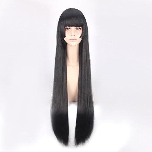 Deniya 40" 100cm Carve Long Straight Cosplay Wig Anime Cosplay Costume Wig Brown Flat bangs