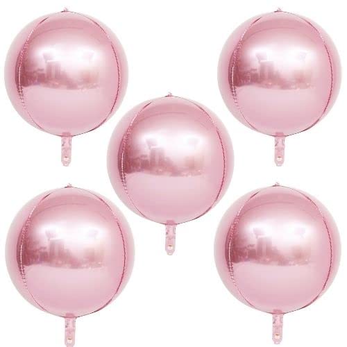 Round Metallic Foil Balloons, 55 cm, Hot Pink, Pack of 5 (Pink)