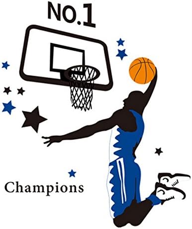 SUIE Basketball Wall Stickers Removable DIY Player Playing Basketball Wall Decal Slam Dunk Basketball Players Wall Stickers Murals Decor For Kids Room Child Bedroom Classroom Boys Palyroom
