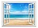 Wall26 Removable Wall Sticker/Wall Mural - Beautiful Summer Seascape and The Beach | Creative Window View Home Decor/Wall Decor - 36