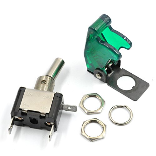 AutoEC New 12V/20A Green LED Illuminated On/off SPST Car Automotive Toggle Switch Button