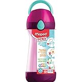 Maped Picnik Concept 871416 Spillproof Water Bottle, 14.5 oz, Pink