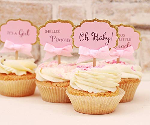 gold baby shower cupcake toppers