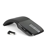 New Folding Mouse 2.4GHz Arc Touch Wireless Mouse Foldable Optical Mice with USB Receiver Suitable Bending Start Flat Close for PC Notebook/Laptop (Black)