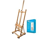 US Art Supply 70 to 96 inch Tall Adjustable Classic Hand-Finished Wood Studio Adjustable H-Frame Artist Easel