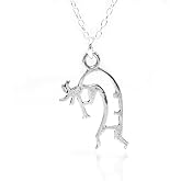 Sterling Silver Tiny Kokopelli Charm Necklace. 18"