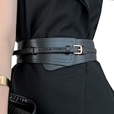 laelinggt Leather belt women's leather top layer cowhide wide needle buckle dual-purpose waist seal for dress (black)
