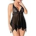 Lace Lingerie Set,ZYooh Plus Size Women Sexy Temptation Underwear Babydoll Perspective Skirt G-String Set (XXL, Black)