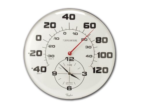 Taylor Precision Products Patio Thermometer and Clock (18-Inch)