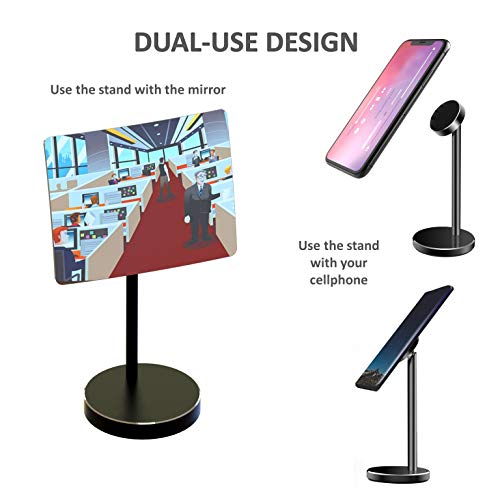 Desk and Cubicle Mirror to See Behind You, Black Stand with Detachable