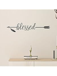 Blessed Arrow with Feather Accent Vinyl Wall Decal - Black