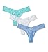 Amazon Brand - Mae Women's Lace Thong, 3 pack, White/Aqua/Hydrangea, X-Large