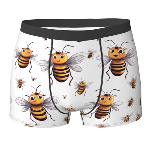 SYHEART Funny Bees Print Men'S Boxer Briefs With Elastic Comfort Fit Design For All-Day Wear
