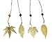 yueton 4pcs Vintage Golden Metal Leaf Maple Leaves Bookmark with Color Knotting Strap, Great Gifts