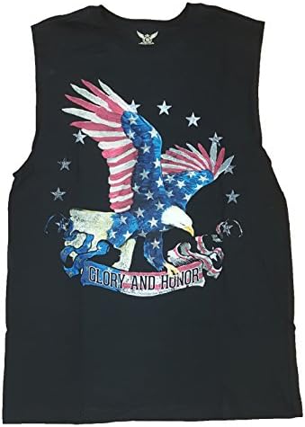 Glory and Honor American Flag Wrapped Eagle Black Sleeveless Muscle Shirt - X-Large