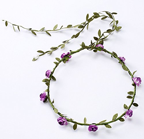 Freedi 10Pcs Women Flower Wreath Headband Boho Crown Tiaras Festival Wedding Beach Hair Wreath Party Decor Hairband - Thumbnail 2