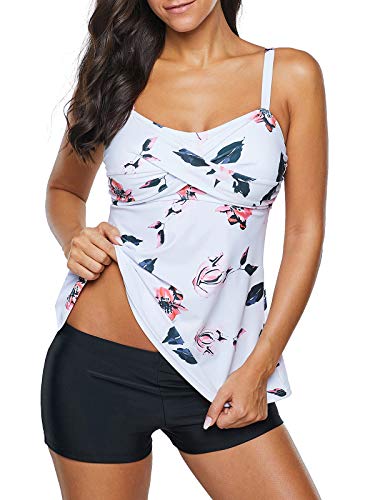 image for Zando Two Piece Swimsuits for Women Modest Tankini Top with Boyshort S