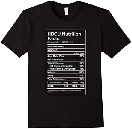 HBCU VarsityHistorically Black College Universities HBCU Nutrition Facts T-Shirt